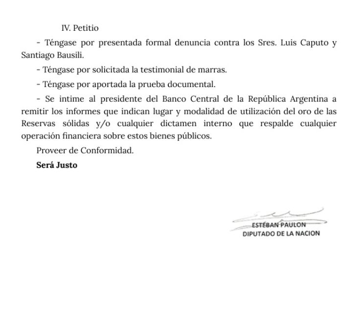 &ldquo;EL ORO NO SE TIMBEA&rdquo;: PAUL&Oacute;N DENUNCI&Oacute; PENALMENTE A CAPUTO Y BAUSILI